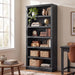 75.2" Tall Black Bookshelf, 6 Tier Large Bookcase W/Storage | Wooden Bookcase with Adjustable Shelves,6 Shelf Open Shelves, Floor Standing Display Storage Shelves for Living Room, Library