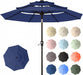 10Ft Patio Umbrella, 3 Tier Outdoor Market Table Umbrellas with 8 Fiberglass Ribs and Push Button Tilt, Windproof, Vented Canopy, UV Protection for Deck, Pool, Backyard