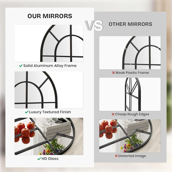 ElegantArched Windowpane 71x30 Full Length Mirror Black