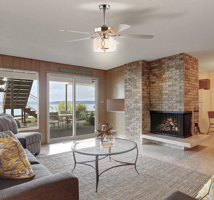 Contemporary Reversible Chrome Lighting Ceiling Fan