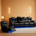 3-Piece Power Reclining Sectional Sofa Set with LED Lights,Air Leather Recliner Couch with USB Power Port,Storage Console/Cup Holder,Recliner Sofa Set for Living Room Furniture,Black