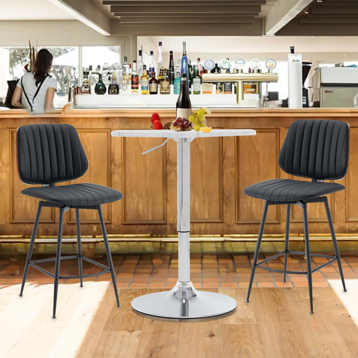 Round Bar Table Height Adjustable with MDF Top, 23.6" Small Breakfast Dining Tables Modern Cocktail Bar Table with 360 Swivel for Suitable, Kitchen, Living Room, Restaurant White