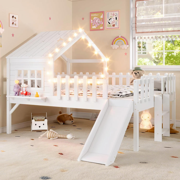 Luxurious FullSize Loft Bed With BuiltIn LEDLights