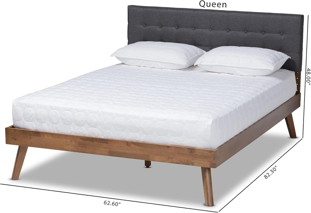 Beds (Platform), Queen, Dark Grey/Walnut
