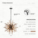 12 Lights Farmhouse Wood Sputnik Chandelier Fixture