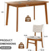 5 Piece Solid Wood Dining Table Set, Farmhouse Mid-Century Modern Table & 4 Upholstered Chairs for Home, Kitchen, Apartment, Space Saving, Brown+Biege