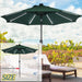 9FT Outdoor Solar LED Lighted Patio Umbrella with 8 LED Strip Lights & 8 Ribs, Convenient Crank Lift System
