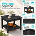 7-Piece HDPE Outdoor Patio Furniture Set with Cushions for Backyard, Porch and Poolside,Black Frame with Khaki Cushion