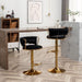 Velvet Bar Stools Set of 3, Counter Height Barstools with Low Back, Gold Swivel Bar Stool for Kitchen Island, Pub (Black)