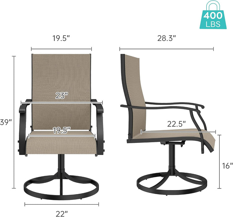 Patio Chairs Set of 2, Outdoor Swivel Chairs Set of 2,Khaki