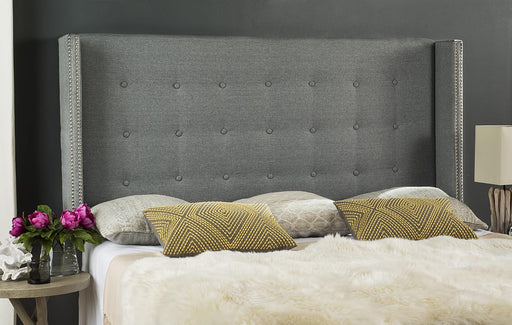 Mercer Collection Keegan Linen Tufted Winged Headboard, Queen, Grey