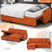 84Inches BrightOrange Chenille Pullout Sofa Bed USBPort