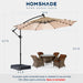 10Ft Solar LED Cantilever Patio Umbrella with Base Included, Premium 220GSM Solution-Dyed Fabric, 5-Year Fade-Resistant, 30 MPH Windproof, 45° Infinite Tilt and Crank for Outdoor Pool (Beige)