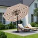 9' Solar LED Patio Umbrella with Tilt & Crank|8 Sturdy Ribs,Uv Protection,Outdoor Market Table Umbrella for Deck,Lawn,Pool,Backyard(Beige)