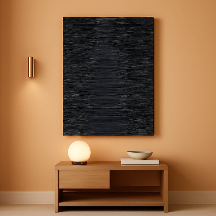 Art Hand-Painted Thick Texture Black Minimalist Oil Painting 45X30 Inchs Texture Abstract Painting Home Wall Decorative Art