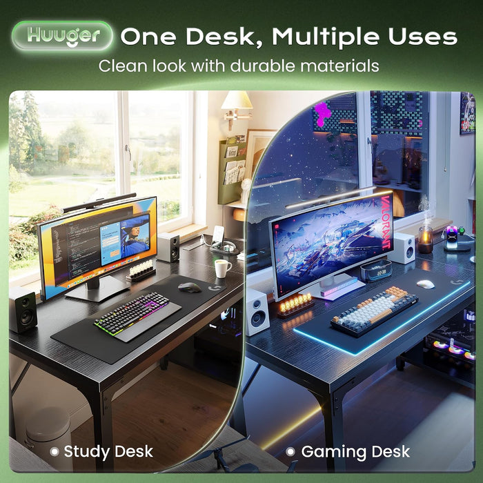 47.2'' X 19.7'' Computer Desk, Power Outlets, 0.95'' Thick Desktop