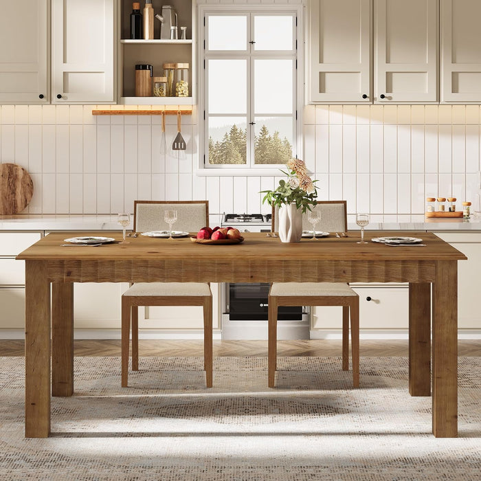 63-Inch Solid Wood Dining Table for 6, Farmhouse Kitchen Table with Heavy Duty Legs, Rectangular Wood Dinner Table for Dining Room, Living Room, Dark Brown