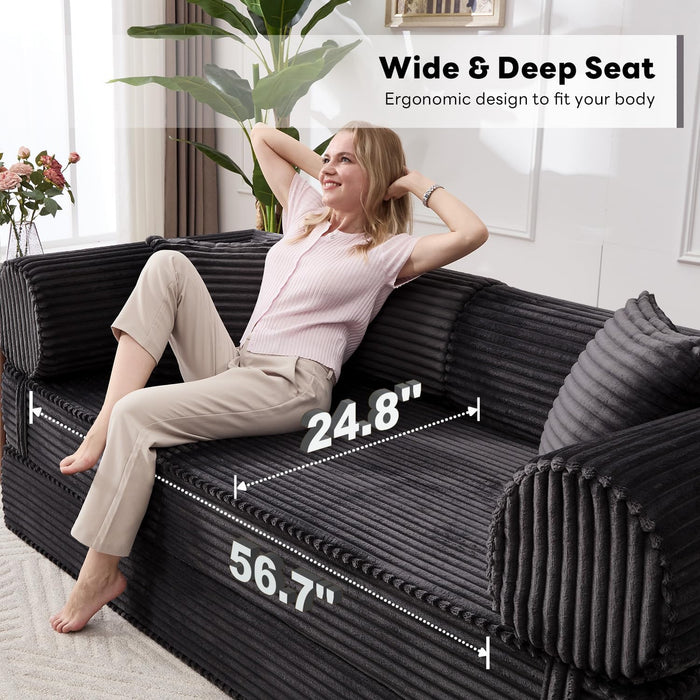 79Inch Convertible Sofa Bed Black Luxurious Comfort