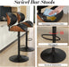 Bar Stools for Kitchen Swivel Bentwood Barstools,Set of 2,Black PU | Modern PU Leather Upholstered Bar Chairs with Footrest, Bentwood Bar Stool for Kitchen, Bar, Dining Room