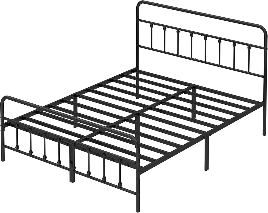 King Size Metal Bed Frame with Headboard and Footboard,Black
