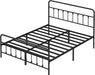 King Size Metal Bed Frame with Headboard and Footboard,Black