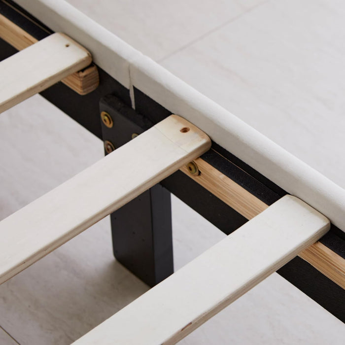 King Size Elton Velvet Platform Bed, Upholstered Bed Frame with Vertical Channel Tufted Headboard Footboard, Strong Wood Slats, No Box Spring Needed, Ivory (King)