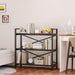 3 Tier Bookshelf 31.49" Width, Wood and Metal Etagere Bookcase, Vintage Farmhouse Modern Wooden Big Book Shelf for Home Living Room Bedroom Office Storage(Black)