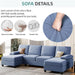 Sectional Sofa Couches for Living Room, U Shaped Sofa Living Room Furniture Sets, 4 Seat U Shaped Sofa Sectional Couch with Chaise, Blue