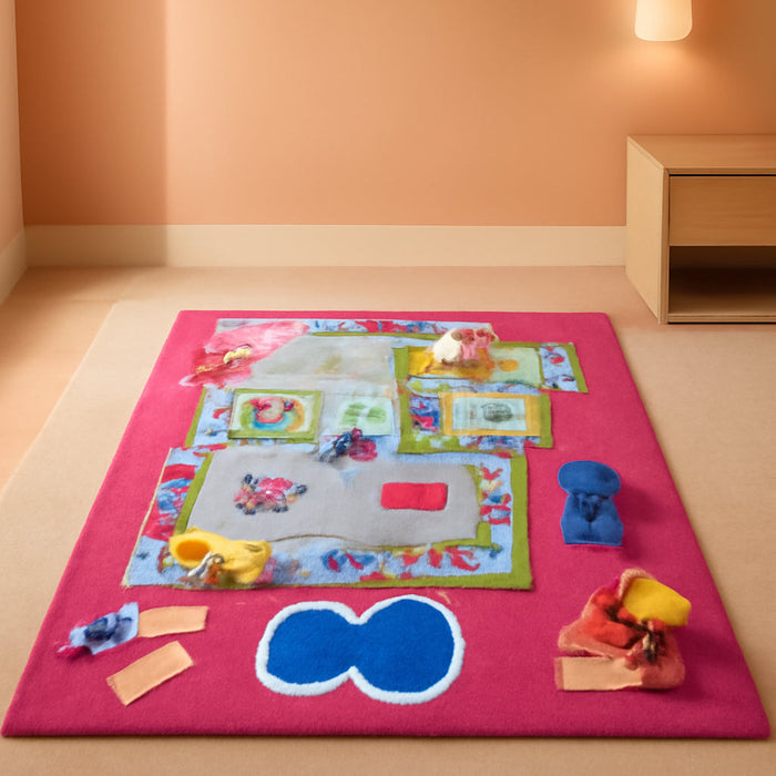 Vibrant Pink 3D TexturedDurable Play Rug 31.5x44.5Inches