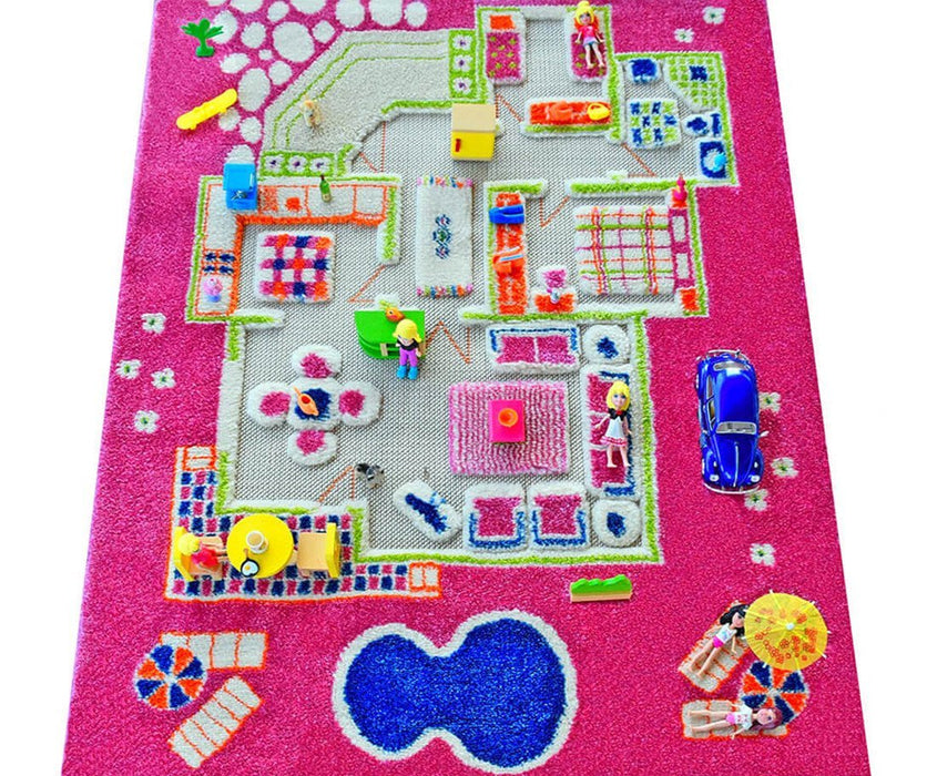 Vibrant Pink 3D TexturedDurable Play Rug 31.5x44.5Inches