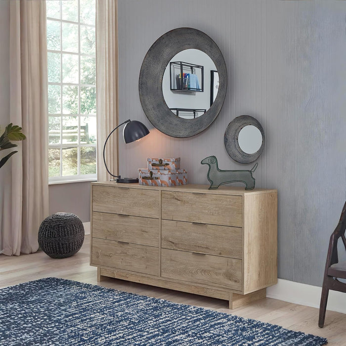 Oliah Rustic 6 Drawer Dresser, Light Brown