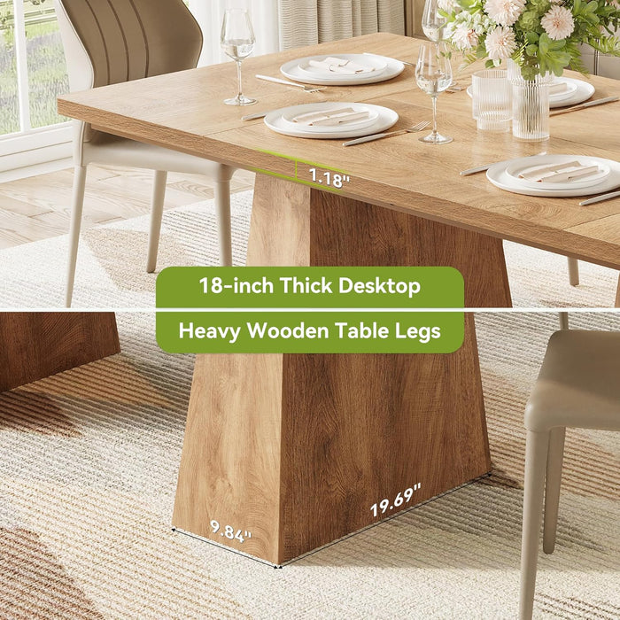 Dining Table for 6 People, Wooden Table, Rectangle Furniture with Heavy Duty Legs, Modern Kitchen Table for Home, Dining Room, Oak