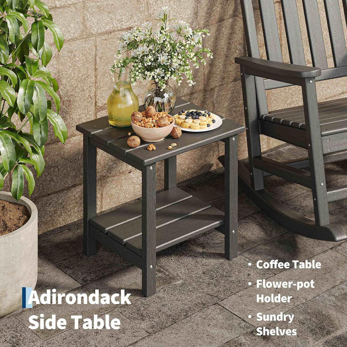 HDPE Rocking Chair Outdoor Set of 2 with Side Table, High Back Rocker