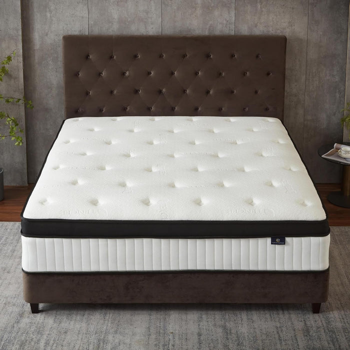 Full Size Mattress, 12 Inch Hybrid Mattress in a Box, Memory Foam and Pocket Springs, Fiberglass Free, Soft and Breathable, Medium Firm Feel