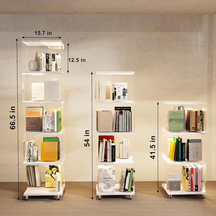 Three Tier Rotating Bookshelf With Illuminated LED