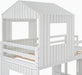 House Bunk Beds, Twin over Full Bunk Bed Wood Playhouse Bunkbed Low Bed Frame for Kids Toddlers Girls/Boys, White