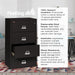 Lateral 4 Drawer Fire Rated File Cabinet, Black