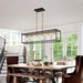 6 Lights Modern Dining Room Light Fixtures over Table Black & Brushed Brass Gold Farmhouse Chandelier Rectangular Pendent Lighting for Kitchen with Glass Shade Long Linear Industry Hanging Light