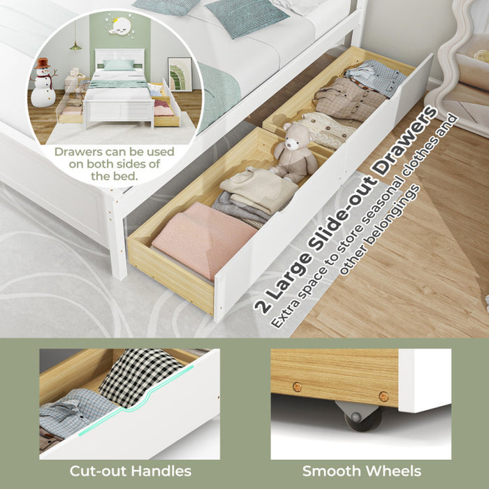 Twin Size Bed Frame with Storage Drawers