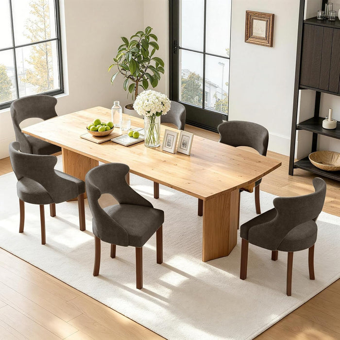 Wooden Dining Chairs Set of 4,Modern Fabric Upholstered Dining Room Chair Kitchen Side Chairs with Solid Wood Legs,Mid Century Farmhouse Dinner Chairs for Kitchen Dining Room,Charcoal