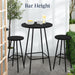 3 Piece Bar Height Patio Bistro Set, Patio Furniture Set, Outdoor round Bar Table, Steel W/Backless Bar Stools - Black