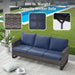 6 Piece Wicker Patio Furniture Set - Outdoor Swivel Rocker Chairs Set with Coffee Table, 3 Seat Sofa & Ottomans, Small Patio Conversation Sets Proch Furniture for Balcony Deck - Grey/Blue