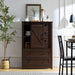 Farmhouse 5 Drawers Dresser for Bedroom, 48" Tall Dresser W/Sliding Barn Door, Rustic Dresser 5 Chest of Drawers, Storage Organizer Dresser for Bedroom, Hallway, Living Room, Dining Room, Espresso
