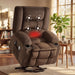 Power Lift Recliner Chair for Elderly, Electric Reclining Lift Chair with Massage and Heating, Comfy Overstuffed Recliner Single Sofa with Cup Holders, Pockets, USB Charge Port for Living Room, Brown