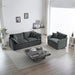 Luxury 2 Piece Loveseat Couch & Sofa Armchair Set, Modern Upholstered Chenille Cloud Couches Set Furniture with 5 Pillow for Living Room Bedroom Office Apartment, Grey