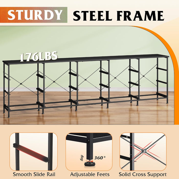 92 Inch Dresser TV Stand for 98 Inch TV, 15 Drawer Dresser, Black