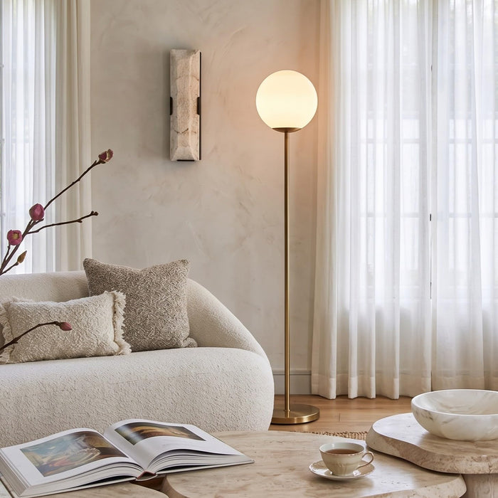 Brass Gold LED Floorstanding Luminaire Frosted Globe