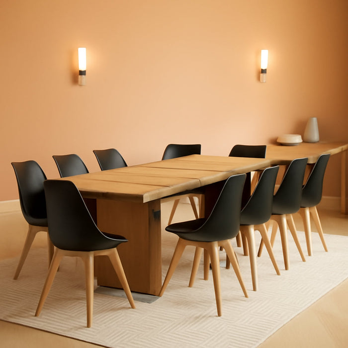 Dining Chairs Set of 8, Kitchen Room PU Leather Mid Century Modern Chairs, Upholstered Dining Desk Chairs with Wood Legs for Home Kitchen, Black