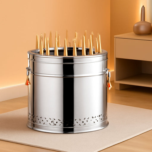 Stainless Steel Charcoal Smoker Grill,Portable Outdoor Smokers with Even Heat Distribution, with Heat-Resistant Handle, Small Charcoal Smoker for Grilling Meat Veggies(Double,Medium)