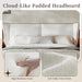 Queen Size Teddy Fleece Thick Fabric Upholstered Platform Bed,Cloud Bed Frame with Wingback Headboard,Bed Frame with Piping,Pu Upholstered Bed Frame,No Box Spring Needed, Easily Assembly,White